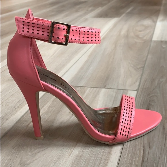 coral high heel sandals